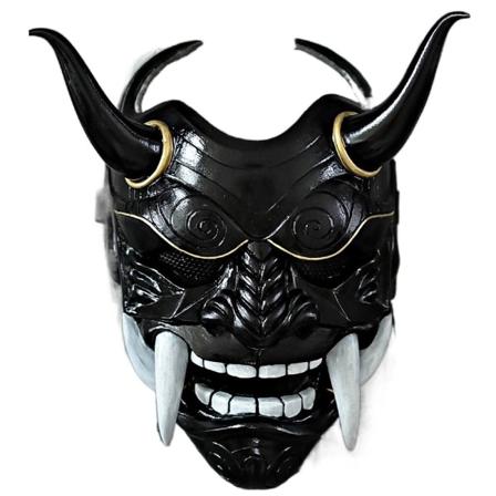 Halloween Akabane Mask Hovedbeklædning Samurai Noh Kabuki Prajna Devil Cosplay Mask Black