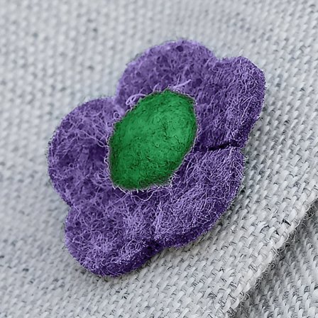 Purple & Green Felt Flower Lapel Pin for Men - Flower Lapel Pins