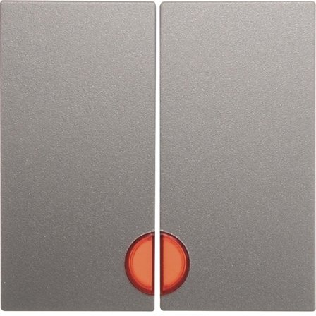 Hager 16271404 Vippearm dobbelt, rød linse Sølv, Strømbrytere & vegguttak