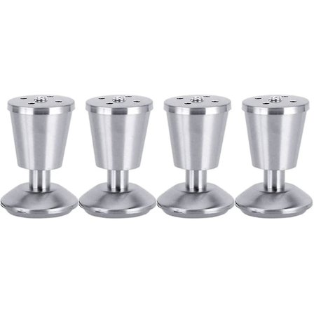 4 stk. Tykke Rustfrie Stål Møbelben Justerbare Kopform Skabe Ben Sofa Fødder Furn