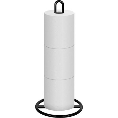 Toalettpapirholder frittstående, OBODING, svart toalettpapirholderstativ for oppbevaring av 3 ruller toalettpapir (svart)