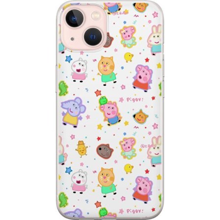 Kompatibel Mobilcover til Apple iPhone 13 Farverige tegneserie dyrekarakterer i en legende stil med stjerner og prikker på en lys baggrund