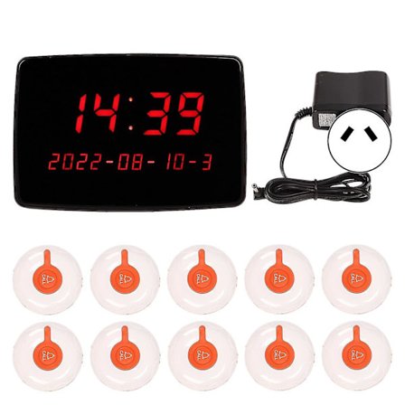 Langaton kutsujärjestelmä 10 kpl vedenpitäviä kutsupainikkeita 1 näyttövastaanotin potilaspalvelujärjestelmä Ho:lle