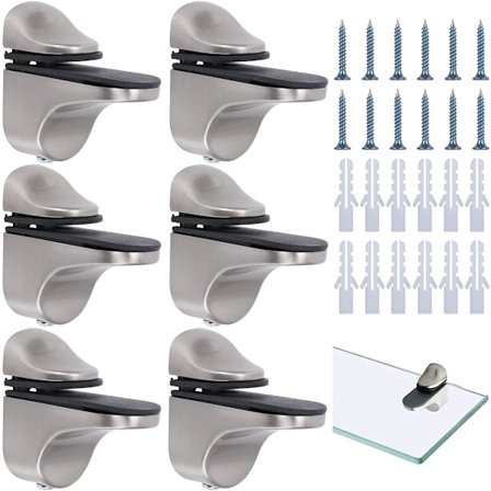 6x Sinkkiseos Lasilevyteline Säädettävä Lasipidike Seinään Asennettavat Lasilevytelineet