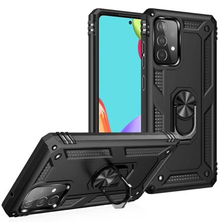 Samsung Galaxy A52 / A52s - Hybrid Armor Ring Skal - Svart Black Svart