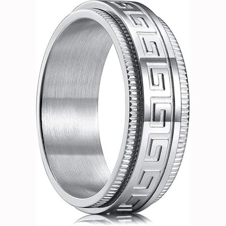 Intertwine Sort Blå Rustfrit Stål 8mm Ringe til Mænd Spinner Fidget Ring Angst Ring til Mænd Kantkæde Inlay-10