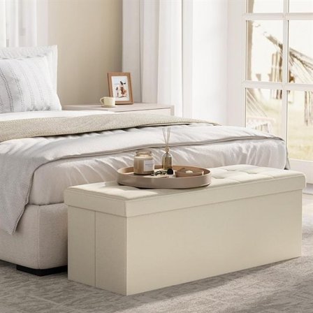 Stor fotskammel med oppbevaring 110 × 38 × 38 cm - Beige