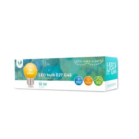 LED-lamppu E27 G45 2W 230v keltainen 5kpl