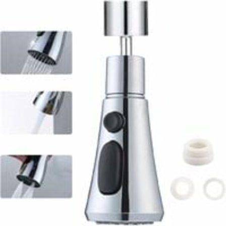 Kranluftare, 360° roterbar köksblandare, kranförlängning, vattenbesparare, 3 lägen justerbar