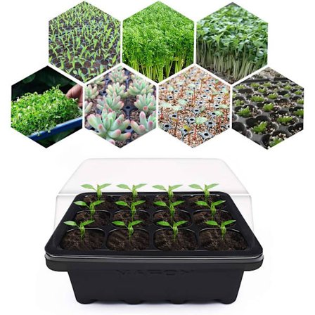 Taimitarjotin, 1 taimitarjotin Mini kasvihuone taimille, viljelyalustat kannella, 12 solua Puutarha kasvihuone Muovinen taimitarjotin