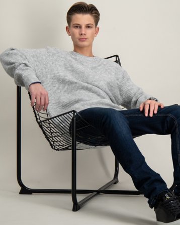LMTD BILAS LS O-NECK KNIT Grå Genser Gutt - Kids Brand Store