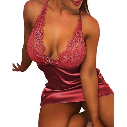 Lady Sexig Babydoll Nattlinne Sovkläder Nattkläder Plus Size Red 5XL