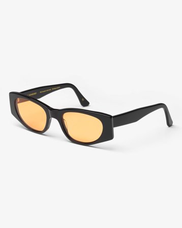 Sunglass 08 - Deep Black Solid - Orange - One Size