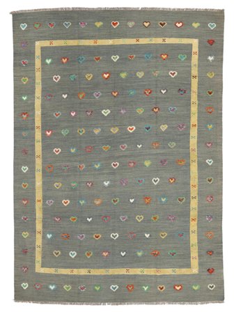Tissé À La Main Kilim Nimbaft Tapis 253X342 De Laine Vert/Vert Foncé Grand
