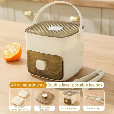 Ice Maker Ice Mold with Tray and Storage Box, 48 Reusable Ice Cubes for Drinks and Coffee, Perfect for Home