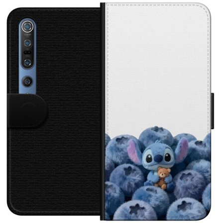 Yhteensopiva Lompakkokotelo Xiaomi Xiaomi Mi 10 Pro 5G Söpö sininen hahmo mustikoiden joukossa, jossa on pehmeä ja leikkisä kuvitus sekä nalle