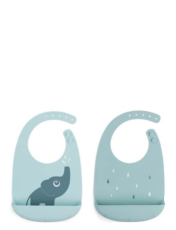 Done by Deer Silicone Bib 2-Pack Elphee Blue - Blue - 27X 19X 3.5CM