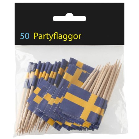 Partypinnar Svenska Flaggor 50-pack