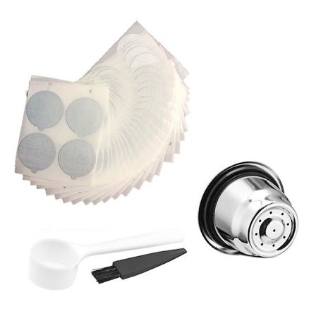 3 Pak Genanvendelige Nespresso Kapsler med 100 Folie Låg - Rustfrit Stål Genopfyldningsbare Kaffe Pods til N