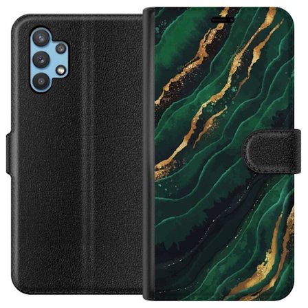 Kompatibelt Lommeboketui til Samsung Galaxy A32 5G Marmor Gull Grønn