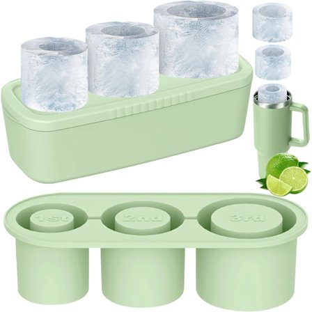 Grønn isbitform, isform for Stanley kopp tilbehør, silikon isbitform med lokk 3 størrelser s