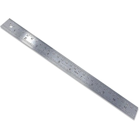 Rustfritt stål, knussikker linjal med rett kant, metrisk, ideell for søm (30 cm)