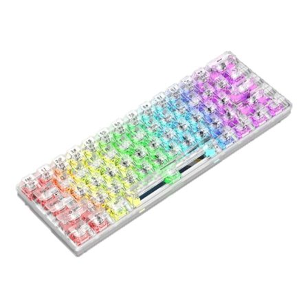 61-tangenters RGB-bakgrundsbelyst mekaniskt tangentbord Mini mekaniskt spelande tangentbord vitt