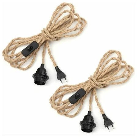 2 par hampetau kabel 4,5 m med E27 sokkelbryter Vintage industriell pendellampe DIY kompatibel med Philips