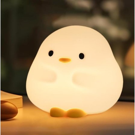 Sød And Natlampe til Børn - Blød Silikone Squishy Lampe, 2 Lysstyrkeniveauer - Ideel til Soveværelser, Børneværelsesindretning - Unik