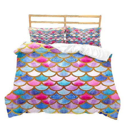 Set Sängkläder Set Fish Scale Cover Med Örngott För Hem Sängrum Inredning W