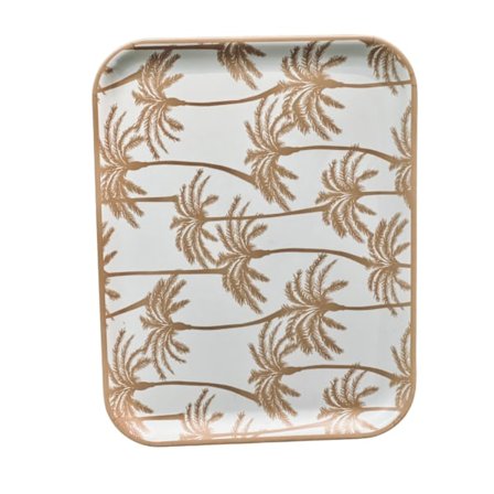 Bricka Palmer Vit/Beige Melamin stor