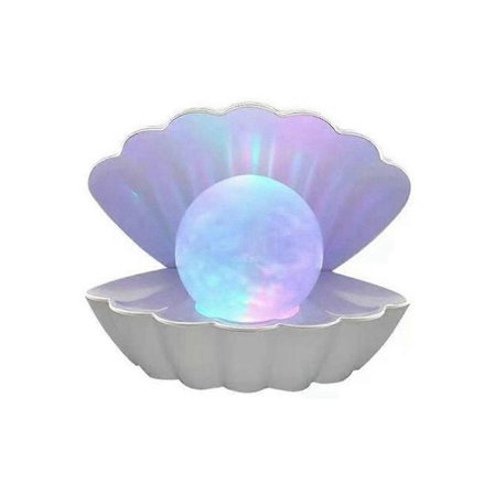 Pärleskal Natlampe Farveskiftende LED Musling Skrivebord Dekorativ Lampe Soveværelse Sengelampe Skal Gave-Yvan