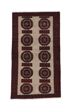 Hand Knotted Persian Baluch Rug 105X182 Black/Brown