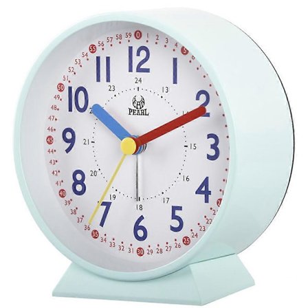 PEARL PT253 Metall + Glass + ABS Rund Klokke Nattbord Skrivebord Barnevekkerklokke med LED-lys (PT523-4)