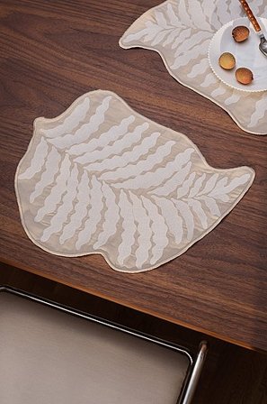 Jotex - Placemat 2-pak Beige/natuurlijk Wit Beige/natuurlijk wit - FERN - Koop Placemats bij Jotex