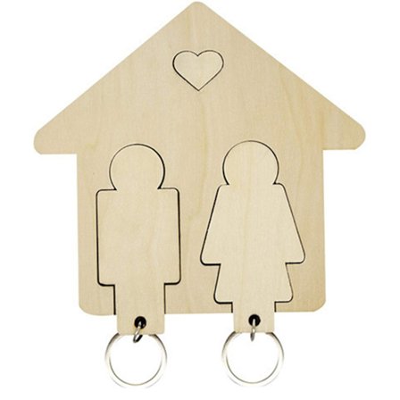 Kreativ nøkkelringholder i tre for par, veggmontert nøkkelholder
