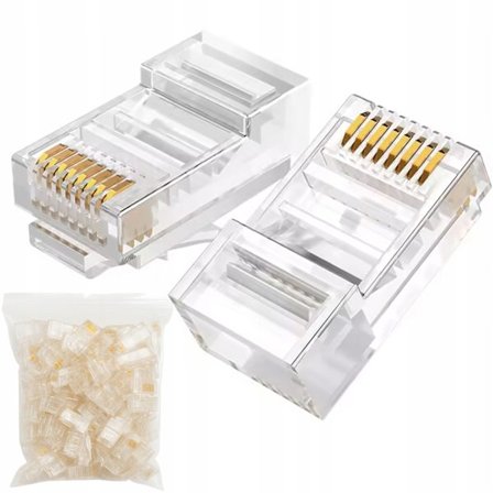 RJ45 Netværksstik Cat.6 – 100 Stk. | 8P8C | Til UTP LAN-Kabler | Kompatibel med Router, Switch, Patchpanel