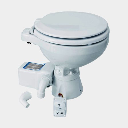 Toaletta elettrica per barca Albin Silent Compact, 12 V, tazza piccola, predisposta per carico con acqua di mare e acqua dolce