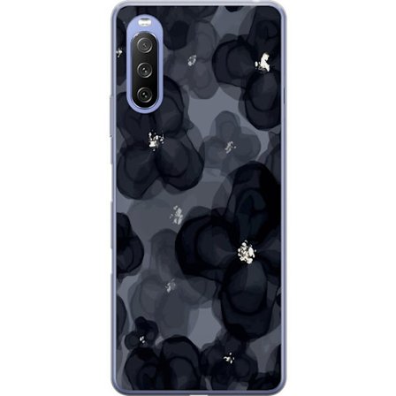 Yhteensopiva Puhelinkuori Sony Sony Xperia 10 III Lite Abstrakti tummanvärisellä kukkakuviolla, jossa on elegantti ja dramaattinen tunnelma