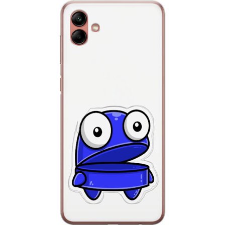 Kompatibel Mobilcover til Samsung Samsung Galaxy A04 Blå tegneseriefigur med åbent udtryk og store øjne i sjov illustration