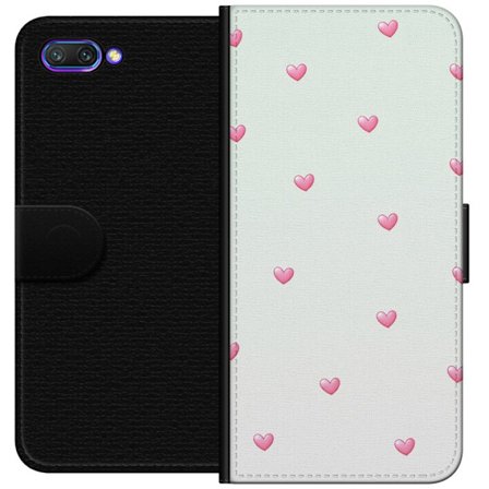 Yhteensopiva Lompakkokotelo Honor Honor 10 Minimalistinen kuvio vaaleanpunaisilla sydämillä vaalealla taustalla, suloinen ja yksinkertainen muotoilu