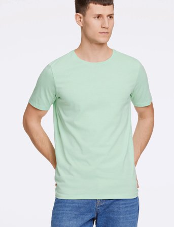 Lindbergh Mouliné O-Neck Tee S/S - Green - XXL