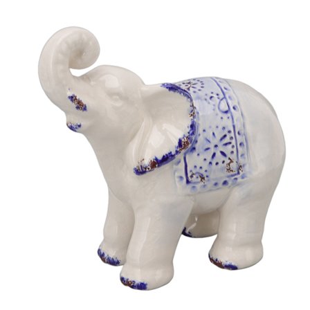 Elefant Keramikk Dekor Trygt Rundt Slippy Utsøkt Porselen Elefant Skulptur for Hjemmekontor Ornament M