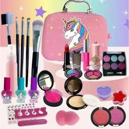 Unicorn Makeup set för barn, sminkset för barn, sminkväska, make up set för tjej 3+ år
