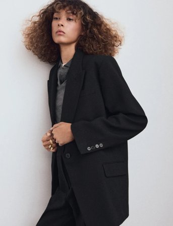 Mango Suit Blazer With Flap Pockets - Black - XL