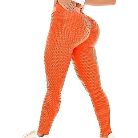 Kvinners Leggings Høy Midje Yoga Bukser Tiktok Scrunch Rumpe Jacquard Ruched Booty Tights Magekontroll Rumpe Løft Grå Hvit Svart Lilla Fitn Orange 