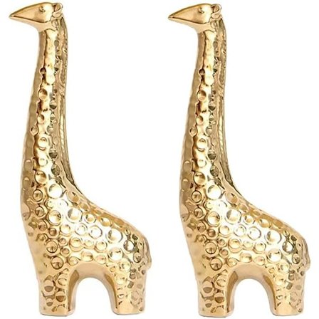 2 stk. Guld Hjemmedekoration Lille Dyr Ballon Figur Statuette Accent Keramik Giraf Statue til Hjem Bord Skrivebord Kontor Kaffe Dekorativ Skulptur 