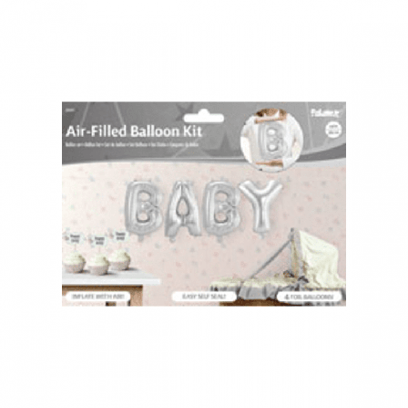 Folieballonger färdig kit i silver - baby - Kalaslagret.se