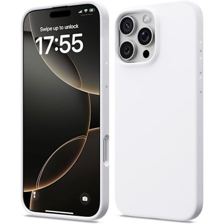 iPhone 16 Pro Skal Flytande Silikon, Stötsäkert Skal Kompatibelt med iPhone 16 Pro Skal Mjukt, Fullt Skydd Skal (Vit) vit iPhone 16 Pro