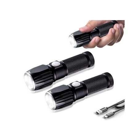 LED Ficklampa Mini Vattentät Handhållen Ficklampa 2 Stycken Svart